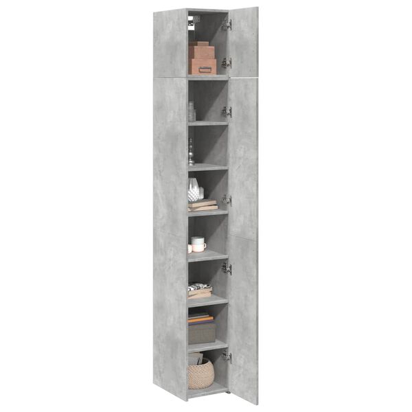vidaXL Slim Storage Cabinet Concrete Grey 30x42.5x225 cm Engineered Wood
