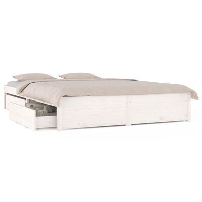 vidaXL Bed Frame with Drawers White 160x200 cm