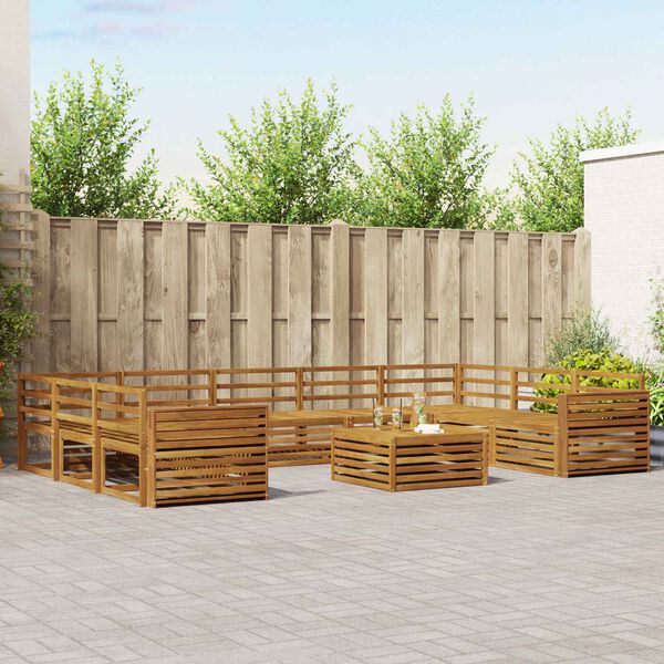 vidaXL Sofa Sets 10 pcs Natural Solid Acacia Wood