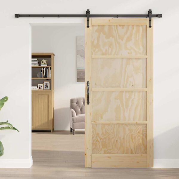 vidaXL Sliding Door ORKDAL Natural and Black 93 x 202 cm