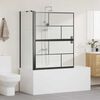 vidaXL Bath Shower Screen Black and Transparent 100 x 68 x 128 cm