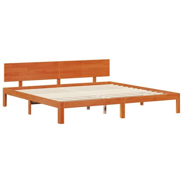 vidaXL Bed Frame with Headboard 2 pcs Wax Brown Solid Pine Wood
