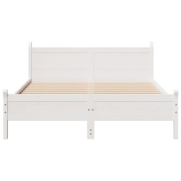 vidaXL Bed Frame without Mattress White 135x190 cm Double Solid Wood Pine