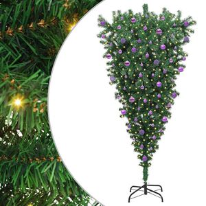 vidaXL Upside-down Artificial Pre-lit Christmas Tree with Ball Set PVC