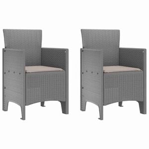 vidaXL Garden Chair 2 pcs Light Grey 53 x 49 x 85 cm Polypropylene