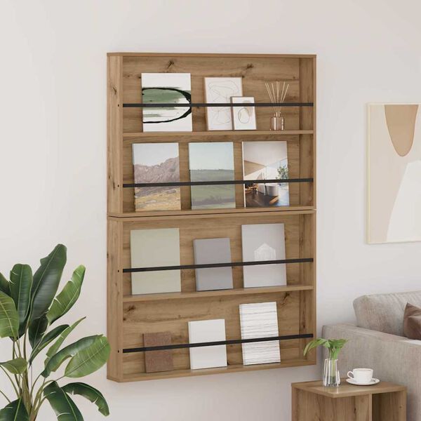 vidaXL Magazine Rack with Shelf 2 pcs Artisan Oak 100 x 12 x 70 cm