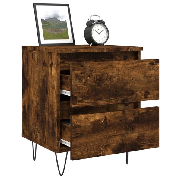 vidaXL Bedside Cabinets 2 pcs Smoked Oak 40x35x50 cm Engineered Wood