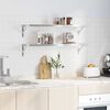 vidaXL Wall Shelves 2 pcs 100x30x3 cm Silver Stainless Steel