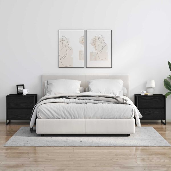 vidaXL Bedside Table Black Oak 50 x 39.5 x 50 cm Engineered Wood