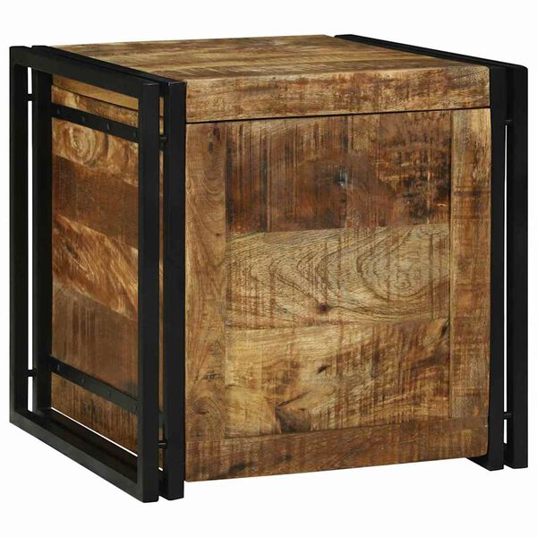 vidaXL Storage Box Brown and Black 50 x 50 x 50 cm Rough Mango Wood