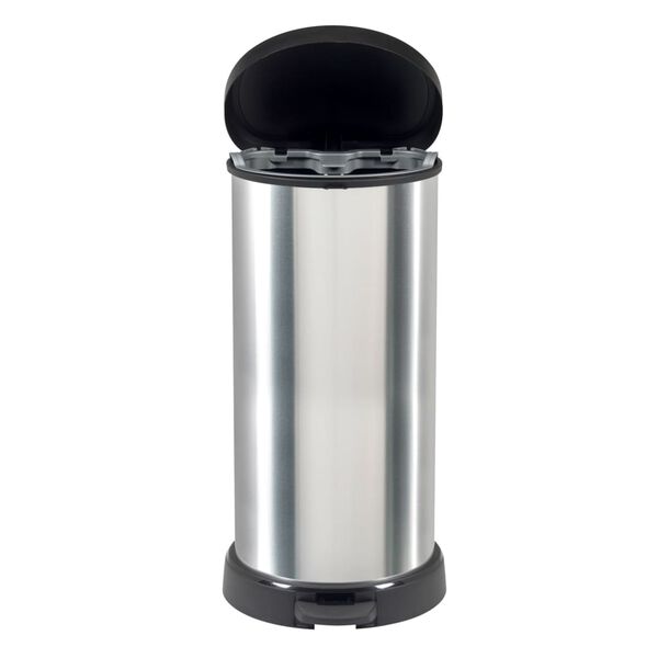 Curver Pedal Bin Deco D-Shape 40L Silver