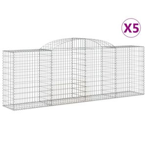 vidaXL Arched Gabion Baskets 5 pcs 300x50x100/120 cm Galvanised Iron