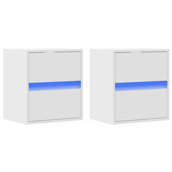 vidaXL TV Wall Cabinets with LED Lights 2 pcs White 41x31x45 cm