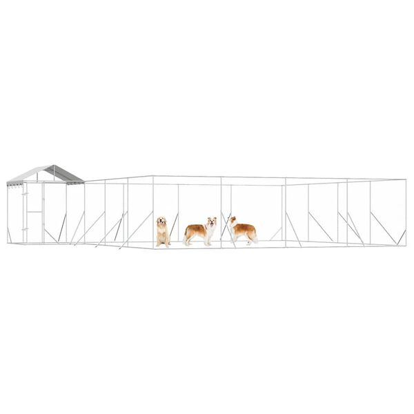 vidaXL Outdoor Dog Kennel with Roof Silver 10x8x2.5 m Galvanised Steel