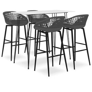 vidaXL 5 Piece Bar Set White and Grey