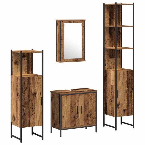vidaXL Bathroom Furniture Set with Shelf 4 pcs Brown Engineered wood