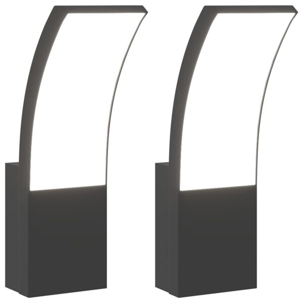 vidaXL Outdoor LED Wall Lights 2pcs Black Die-cast Aluminium