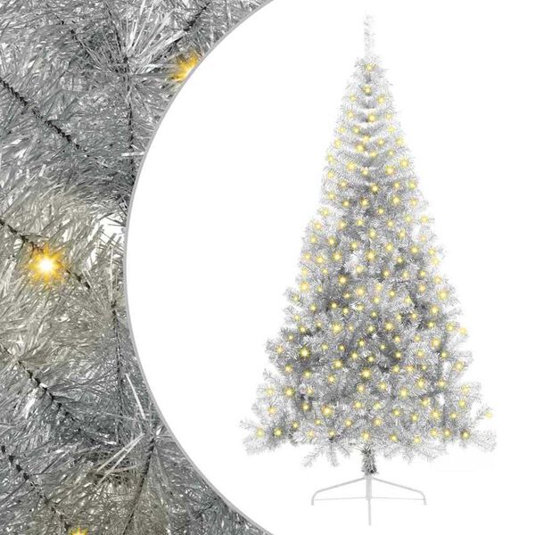 vidaXL Artificial Pre-lit Christmas Tree Silver 240 cm PET
