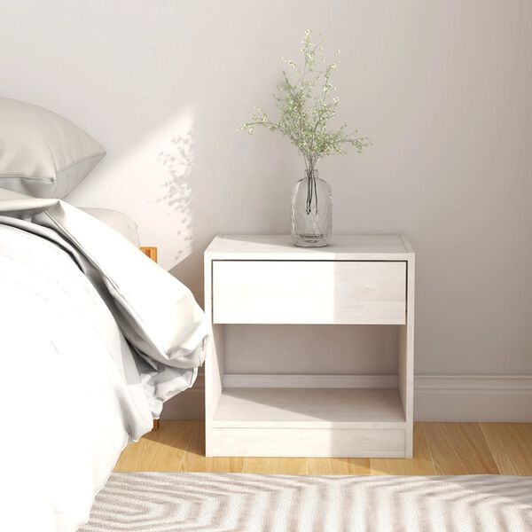 vidaXL Bedside Cabinet White 40x31x40 cm Solid Pinewood