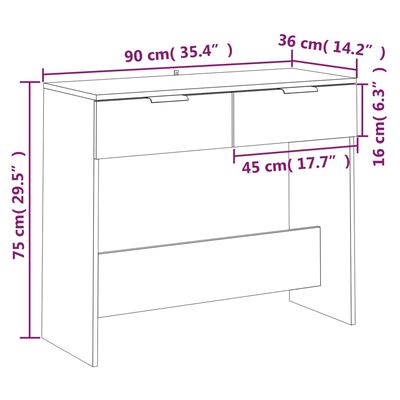 vidaXL Console Table Concrete Grey 90x36x75 cm Engineered Wood
