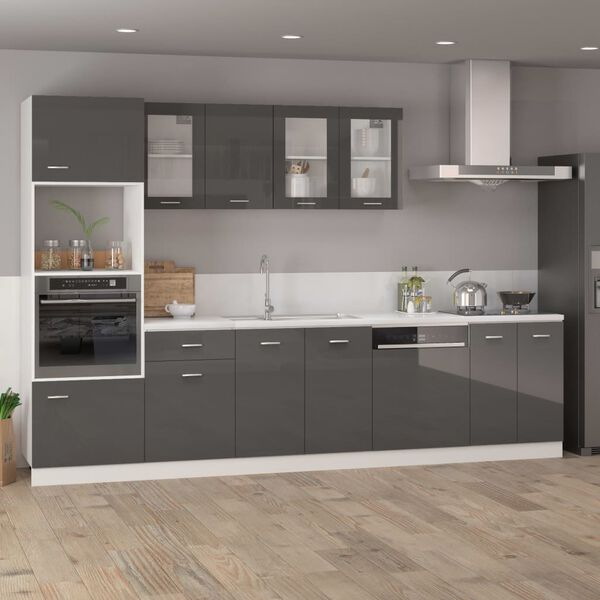 vidaXL Dishwasher Panel Lyon High Gloss Grey 59.5x3x67 cm Engineered Wood