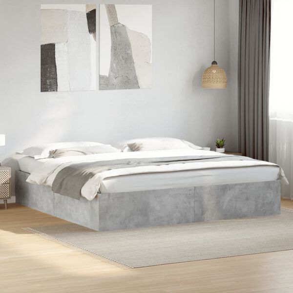 vidaXL Bed Frame without Mattress Concrete Grey 200x200 cm