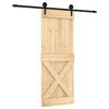 vidaXL Sliding Door Natural and Black 80 x 210 cm Solid Pine Wood