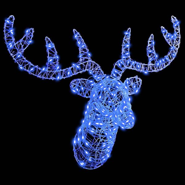 vidaXL Reindeer Head with 140 LEDs Blue 68 x 36.5 x 62.5 cm Acrylic