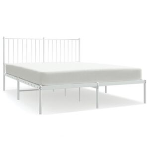 vidaXL Metal Bed Frame without Mattress with Headboard White 140x200cm