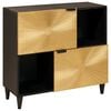vidaXL Side Cabinet Black and Gold 80 x 33.5 x 75 cm Solid Mango Wood