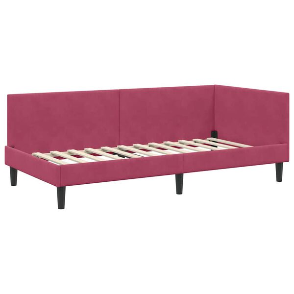vidaXL Corner Bed Frame with Headboard Wine Red 90 cm x 200 cm Velvet
