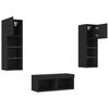 vidaXL 4 Piece TV Wall Cabinets with LED Lights Black