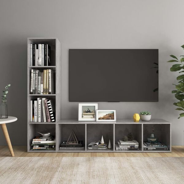 vidaXL TV Cabinets 2 pcs Concrete Grey 142.5x35x36.5 cm Engineered Wood