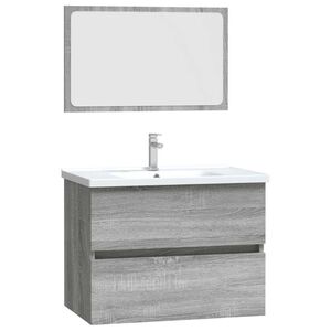 vidaXL 2 Piece Bathroom Furniture Set Grey Sonoma Engineered Wood