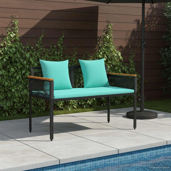 vidaXL Outdoor Bench Black and Turquoise 117 x 54 x 74.5 cm
