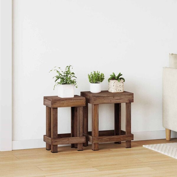 vidaXL Plant Stand 2 pcs Brown 70 x 11 x 27 cm Mahogany Wood