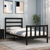 vidaXL Bed Frame without Mattress Black Small Single Solid Wood Pine