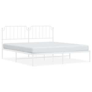 vidaXL Metal Bed Frame without Mattress with Headboard White 183x213cm