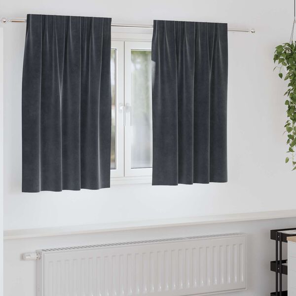 vidaXL Blackout Curtains 2 pcs Dark Grey 140 x 140 cm Velvet