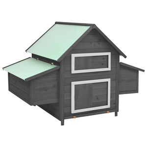 vidaXL Chicken Coop Grey and White 150x96x110 cm Solid Firwood