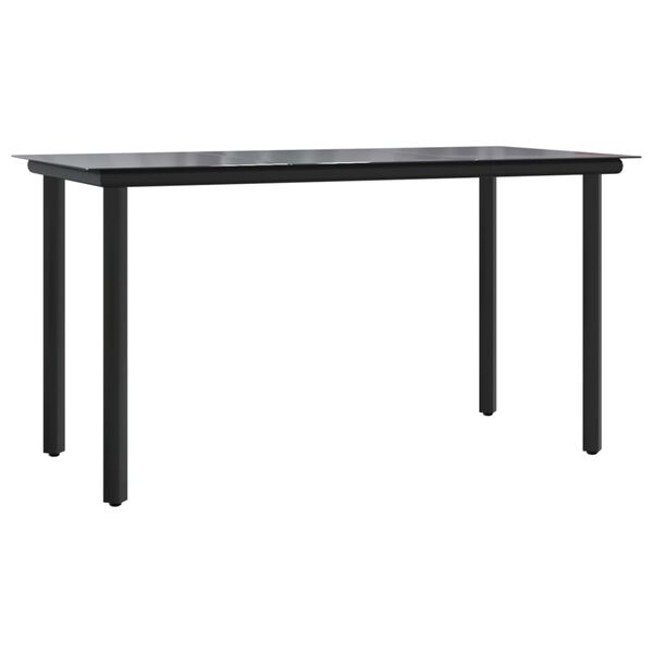 vidaXL Garden Dining Table Black 200x100x74cm Steel and Tempered Glass