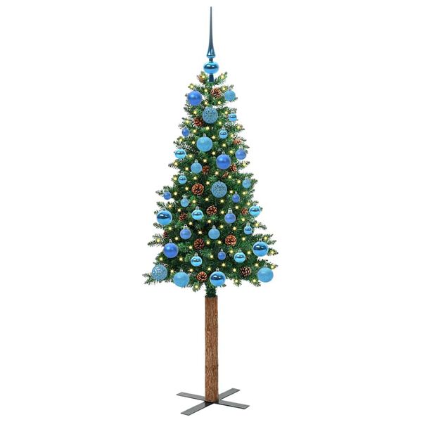 vidaXL Slim Christmas Tree Green 150 cm PVC and Solid Pine wood