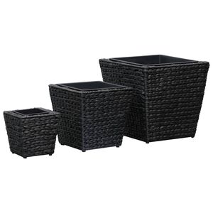 vidaXL Raised Bed | Set of 3 | Black | Water hyacinth, steel frame | Various