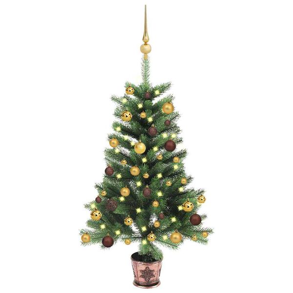 vidaXL Artificial Pre-lit Christmas Tree with Ball Set 90 cm Green