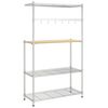vidaXL 4-Tier Microwave Oven Shelf 90x35x150 cm Chromed Iron