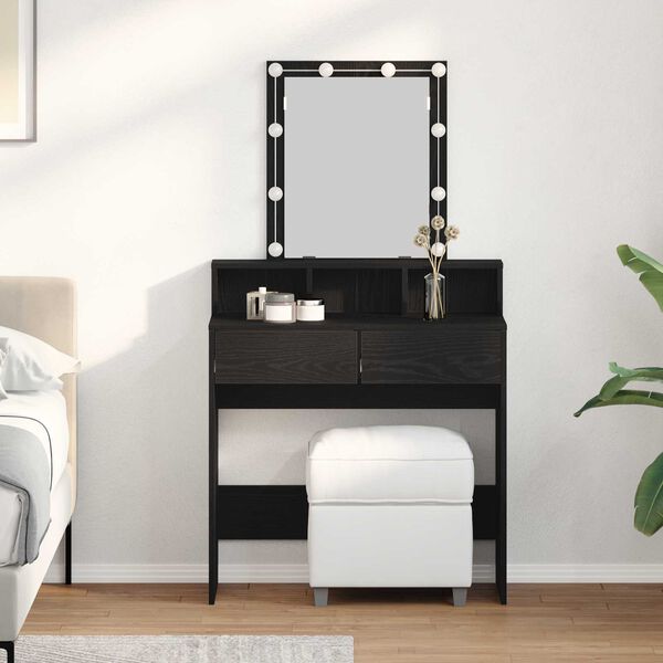 vidaXL Dressing Table Black oak 80 x 41 x 144.5 cm Engineered wood
