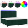 vidaXL Box Spring Bed with Mattress&LED Dark Green 180x200 cm Velvet