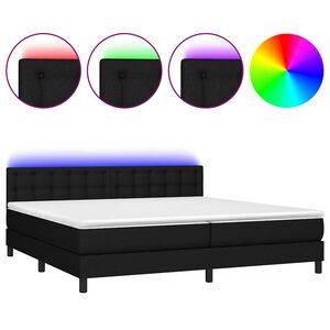 vidaXL Box Spring Bed with Mattress&LED Black 200x200cm Fabric