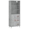 vidaXL Highboard Concrete Grey 69,5x34x180 cm Engineered Wood