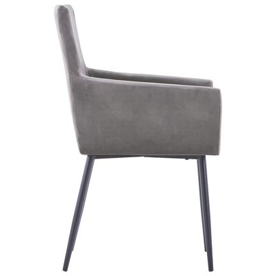 vidaXL Dining Chairs with Armrests 4 pcs Grey Velvet